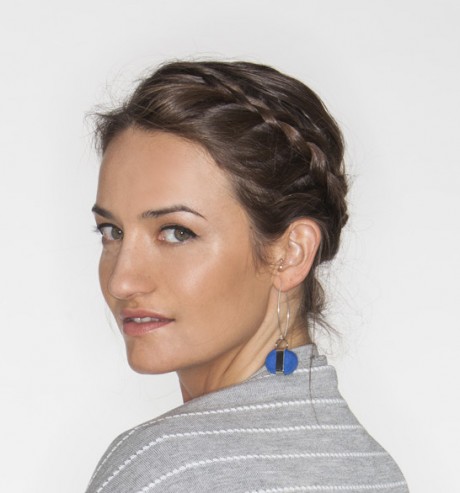 Blue textile earrings