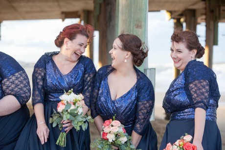 Bridesmaids in Blue lace shawls