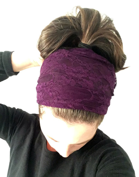 Lace headband - Purple (Wide)