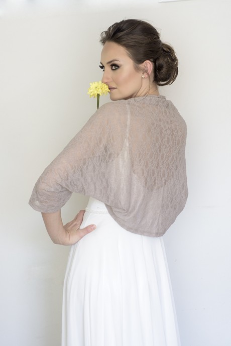 Beige bridal lace shawl