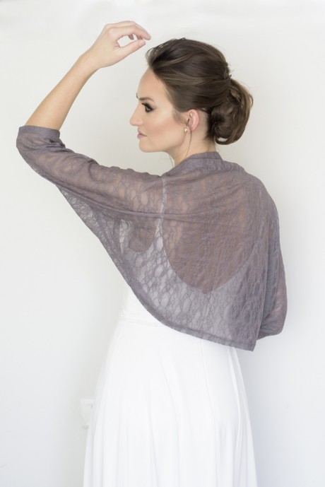 Gray bridal lace shawl