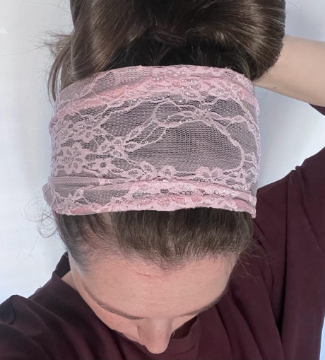 Fancy lace Headband- Pink (Wide)