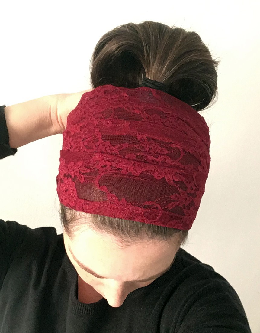 Lace headband- Burgundy