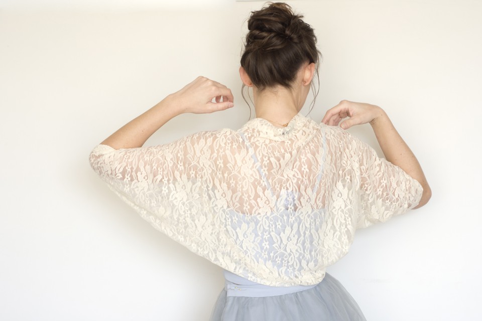 Cream bridal lace shawl